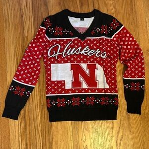 W’s Nebraska Corn Huskers Holiday Sweater SMALL